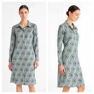 ROLAND MOURET Long Sleeve Chiffon Dress cotton silk sz 10US